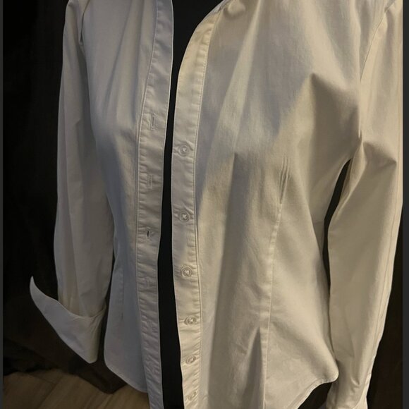 The Finley Classic White Blouse "Johnny" semi-fitted / turnback cuffs / Size M - Picture 4 of 11